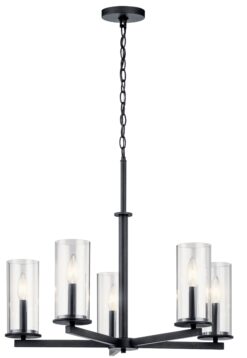 Kichler Crosby 5 -Light Black Clear glass Metal Chandelier
