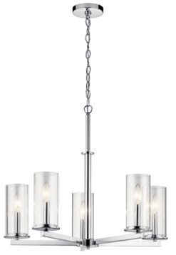 Kichler Crosby 5 -Light Chrome Clear glass Metal Chandelier