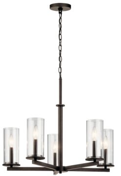 Kichler Crosby 5 -Light Bronze Clear glass Metal Chandelier