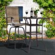 Nuu Garden 3 -Piece Black and brown Bar Height Patio Dining Set Iron Square Table with 2 Brown Swivel Chairs