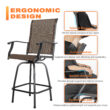 Nuu Garden 3 -Piece Black and brown Bar Height Patio Dining Set Iron Square Table with 2 Brown Swivel Chairs