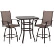 Nuu Garden 3 -Piece Black and brown Bar Height Patio Dining Set Iron Square Table with 2 Brown Swivel Chairs