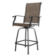 Nuu Garden 3 -Piece Black and brown Bar Height Patio Dining Set Iron Square Table with 2 Brown Swivel Chairs