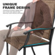 Nuu Garden 5 -Piece Black Patio Dining Set Iron Square Table with 4 Brown Stationary Chairs