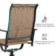 Nuu Garden 5 -Piece Black Patio Dining Set Iron Square Table with 4 Brown Swivel Chairs