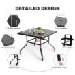 Nuu Garden 5 -Piece Black Patio Dining Set Iron Square Table with 4 Brown Swivel Chairs