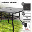 Nuu Garden 5 -Piece Black Patio Dining Set Iron Square Table with 4 Brown Swivel Chairs