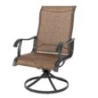 Nuu Garden 7 -Piece Black Patio Dining Set Iron Rectangle Table with 6 Brown Swivel Chairs