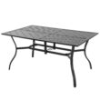 Nuu Garden 7 -Piece Black Patio Dining Set Iron Rectangle Table with 6 Brown Swivel Chairs