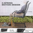 Nuu Garden 7 -Piece Black Patio Dining Set Iron Rectangle Table with 6 Light gray C-spring Chairs