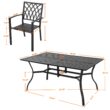 Nuu Garden 7 -Piece Black Patio Dining Set Iron Rectangle Table with 6 Stackable Stationary Chairs