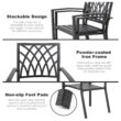 Nuu Garden 5 -Piece Black Patio Dining Set Iron Round Table with 4 Stackable Stationary Chairs
