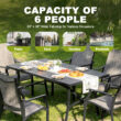 Nuu Garden 7 -Piece Black Patio Dining Set Aluminum Rectangle Table with 6 Stationary Chairs
