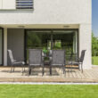 Nuu Garden 7 -Piece Gray Patio Dining Set Iron Rectangle Table with 6 Gray Stationary Chairs