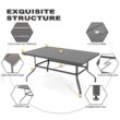 Nuu Garden 7 -Piece Grey Patio Dining Set Iron Rectangle Table with 6 Beige Stationary Chairs