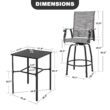 Nuu Garden 5 -Piece Black Bar Height Patio Dining Set Iron Square Table with 4 Gray Swivel Chairs