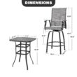 Nuu Garden 5 -Piece Black and Brown with gold point Bar Height Patio Dining Set Iron Square Table with 4 Gray Swivel Chairs