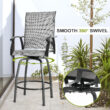Nuu Garden 5 -Piece Black and Brown with gold point Bar Height Patio Dining Set Iron Square Table with 4 Gray Swivel Chairs