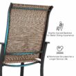 Nuu Garden 7 -Piece Black Patio Dining Set Iron Rectangle Table with 6 Brown Stationary Chairs