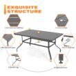 Nuu Garden 7 -Piece Grey Patio Dining Set Iron Rectangle Table with 6 Beige Swivel Chairs