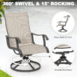 Nuu Garden 7 -Piece Grey Patio Dining Set Iron Rectangle Table with 6 Beige Swivel Chairs