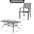 Nuu Garden 7 -Piece Black Patio Dining Set Iron Rectangle Table with 6 Stackable Stationary Chairs