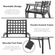 Nuu Garden 7 -Piece Black Patio Dining Set Iron Rectangle Table with 6 Stackable Stationary Chairs