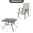 Nuu Garden 5 -Piece Grey Patio Dining Set Iron Square Table with 4 Beige Stationary Chairs