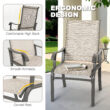 Nuu Garden 5 -Piece Grey Patio Dining Set Iron Square Table with 4 Beige Stationary Chairs