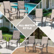 Nuu Garden 5 -Piece Grey Patio Dining Set Iron Square Table with 4 Beige Stationary Chairs