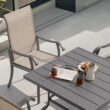 Nuu Garden 5 -Piece Grey Patio Dining Set Iron Square Table with 4 Beige Stationary Chairs