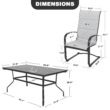Nuu Garden 7 -Piece Black Patio Dining Set Iron Rectangle Table with 6 Gray C-spring Chairs