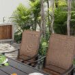 Nuu Garden 7 -Piece Black Patio Dining Set Iron Rectangle Table with 6 Brown Swivel Chairs