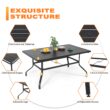 Nuu Garden 7 -Piece Black Patio Dining Set Iron Rectangle Table with 6 Brown Swivel Chairs