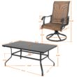 Nuu Garden 7 -Piece Black Patio Dining Set Iron Rectangle Table with 6 Brown Swivel Chairs