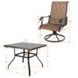 Nuu Garden 5 -Piece Black Patio Dining Set Iron Square Table with 4 Brown Swivel Chairs