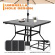 Nuu Garden 5 -Piece Black Patio Dining Set Iron Square Table with 4 Brown Swivel Chairs