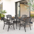 Nuu Garden 5 -Piece Black with gold Patio Dining Set Aluminum Round Table with 4 Stationary Chairs