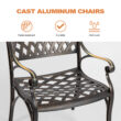 Nuu Garden 5 -Piece Black with gold Patio Dining Set Aluminum Round Table with 4 Stationary Chairs