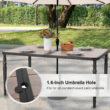 Nuu Garden 7 -Piece Black Patio Dining Set Iron Rectangle Table with 6 Brown Stackable Swivel Chairs