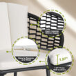 Nuu Garden 5 -Piece Black Woven Patio Dining Set Aluminum Square Table with 4 Beige Cushions Stationary Chairs