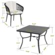 Nuu Garden 5 -Piece Black Woven Patio Dining Set Aluminum Square Table with 4 Beige Cushions Stationary Chairs