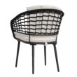 Nuu Garden 5 -Piece Black Woven Patio Dining Set Aluminum Square Table with 4 Beige Cushions Stationary Chairs