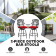 Nuu Garden 3 -Piece Black Bar Height Patio Dining Set Aluminum Round Table with 2 Red Cushions Swivel Chairs