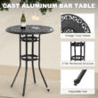 Nuu Garden 3 -Piece Black Bar Height Patio Dining Set Aluminum Round Table with 2 Red Cushions Swivel Chairs