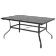 Nuu Garden 7 -Piece Black Wicker Patio Dining Set Iron Rectangle Table with 6 Stackable Stationary Chairs