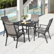 Nuu Garden 5 -Piece Black Patio Dining Set Aluminum Square Table with 4 Stationary Chairs
