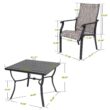 Nuu Garden 5 -Piece Black Patio Dining Set Aluminum Square Table with 4 Stationary Chairs