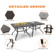 Nuu Garden 5 -Piece Black Patio Dining Set Iron Square Table with 4 Stackable Stationary Chairs