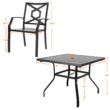 Nuu Garden 5 -Piece Black Patio Dining Set Iron Square Table with 4 Stackable Stationary Chairs